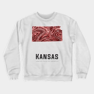 Kansas state map abstract brown Crewneck Sweatshirt